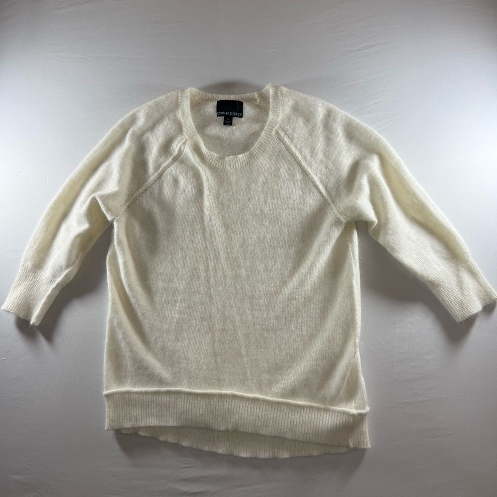 Cynthia Rowley Cream Lightweight Crewneck Sweater - Coastal - Quiet Luxury
